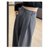 Herbst Vintage Gestreifte Lockere Damen Weite Hosen Knöpfe Frühling Hohe Taille Gerade Büro Voll Langes Hosen