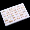 36Pairs Mixed Earrings Crystal Rhinestone Bear Butterfly Bowknot Flower Heart Stud Earrings
