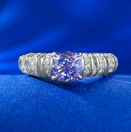 

Lulu Tong Jewelry Женское кольцо с фиолетовым бриллиантом высокой чистоты, Европейский и американский стиль легкой роскоши, инкрустация s925, 6x6. Size 5