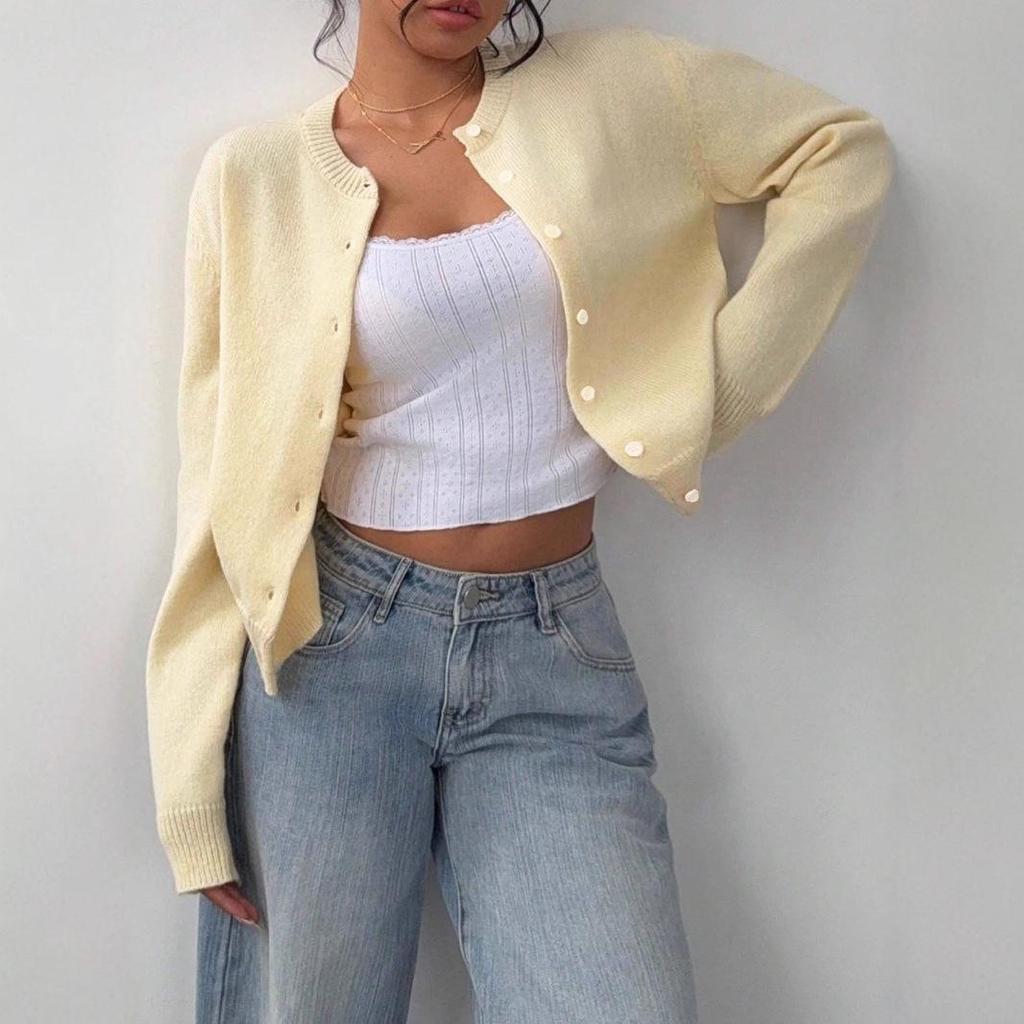Women's Long Sleeve Knit Cardigan Sweater - Soft, Slimming, and Loose Fit for Autumn/Winter 2025