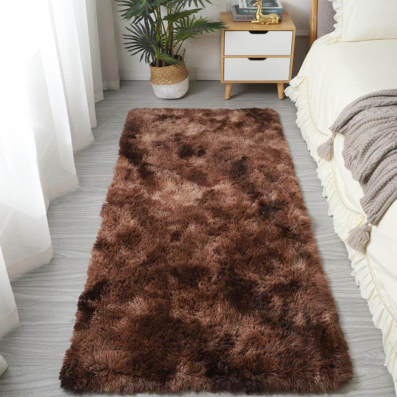 Nordischer Seiden-Wolle Langflor Tie-Dye Schlafzimmerteppich 50x120 cm