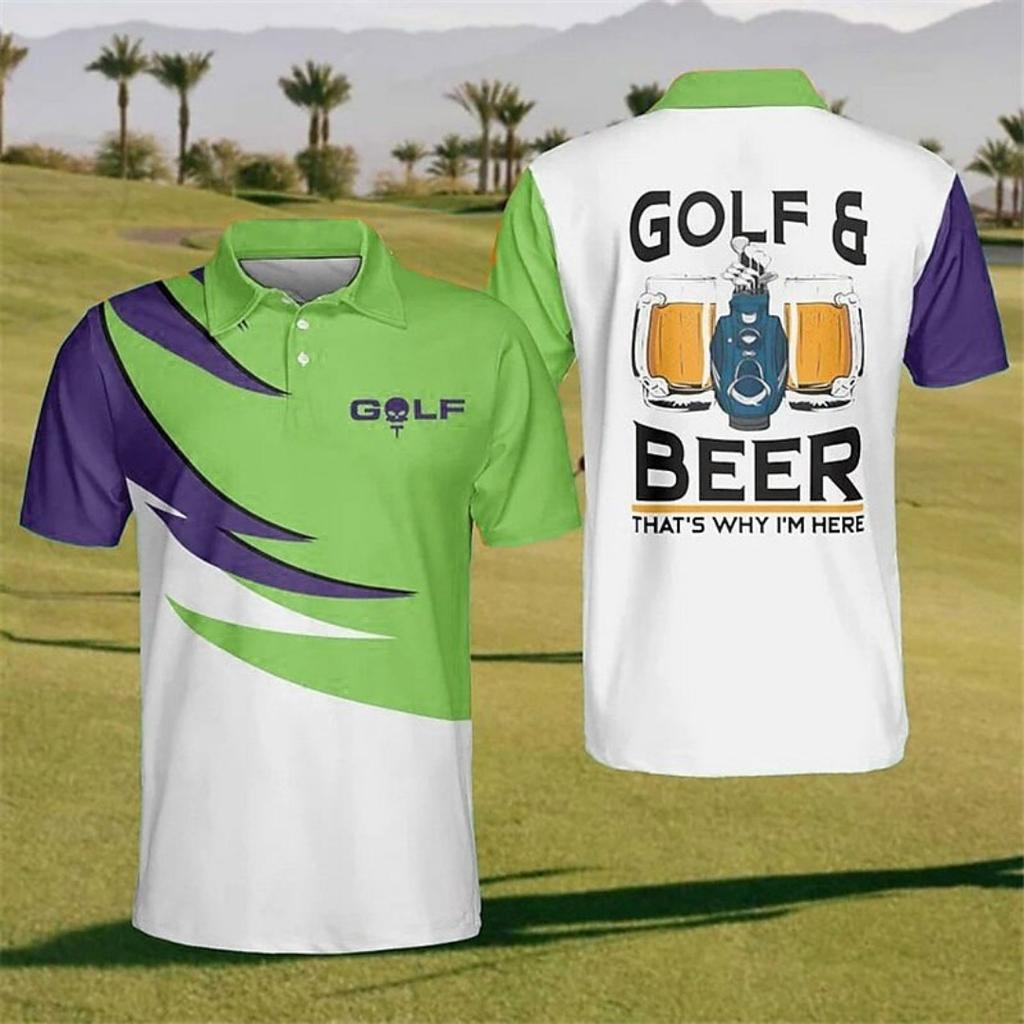 Pánská pruhovaná sportovní polo trička Golfové tričko Polo trička s krátkým rukávem Košile s límečkem Neformální sportovní oblečení Dovolenkové oblečení Knoflíky 3D