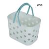 2pcs Portable Storage Basket Shower Tote Heart Shaped Hollow with Handle Organizer Bin Bathroom Pantry Kitchen Storage Box