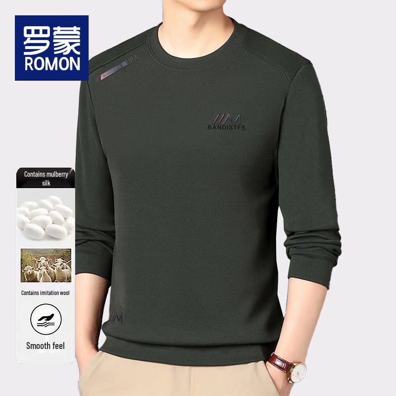 

Romon Men s Winter Warm Fleece-Lined Round Neck Sweatshirt BY065 XL
