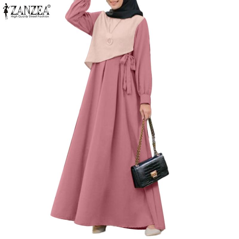 

ZANZEA Женское повседневное длинное платье-кафтан с длинным рукавом в стиле пэчворк