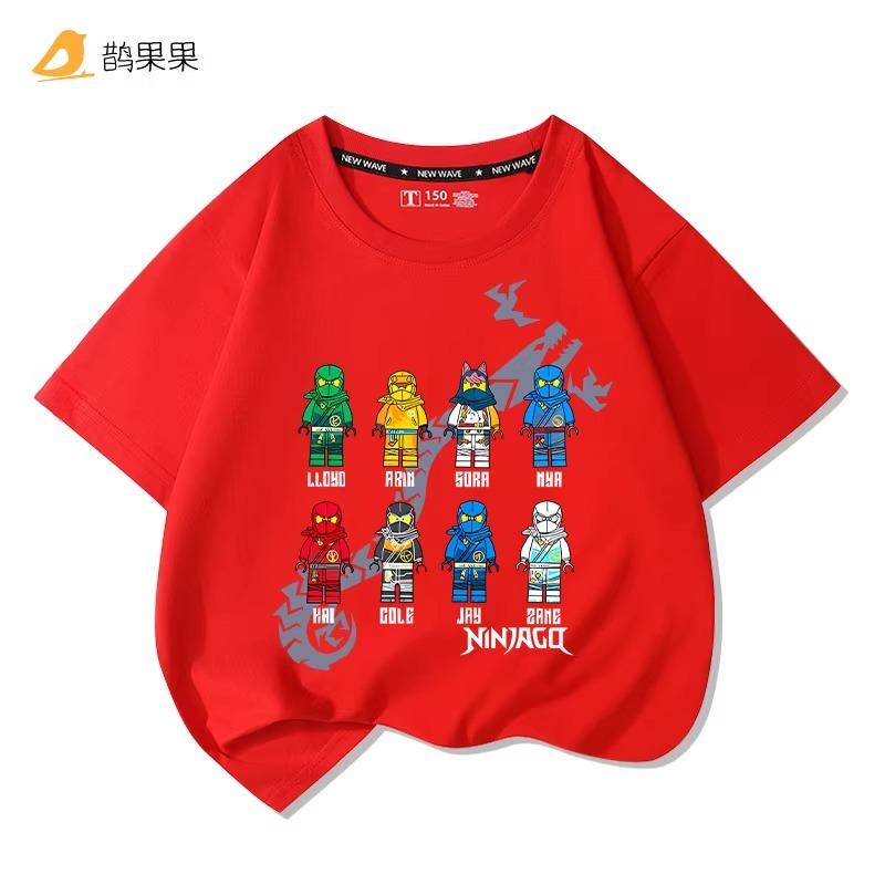 Phantom Ninja Limited Edition Printed T-Shirt for Big Boys and Girls - Children's Summer Cotton Short-Sleeved Shirt