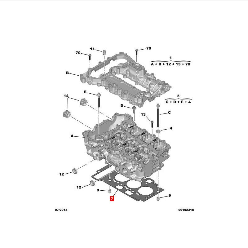 Car Accessorie 9802842380 EB2 Engine Cylinder Gasket for Peugeot 2008 308S 4008 Citroen C3XR C4L 1.2T HN03 EB2DTSM Engine