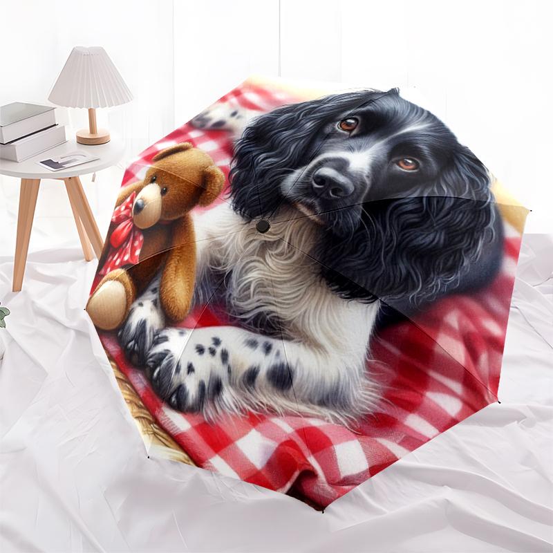 

1PC cute dog pet puppy Umbrella Portable Folding Umbrella Iron Frame Hole Bone Structure Outdoor Home Umbrella A15 разноцветный