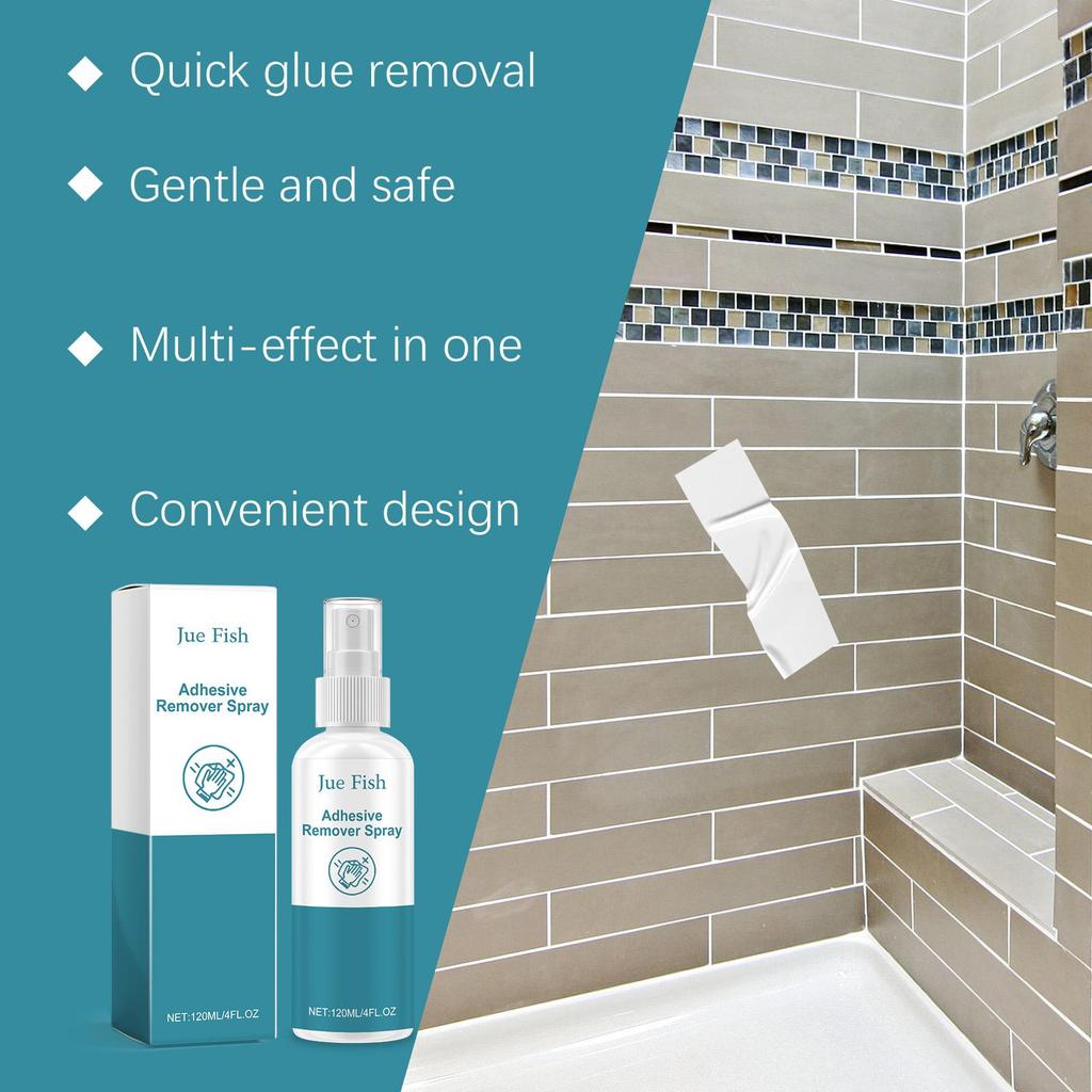 Jue Fish Adhesive Remover Spray, Fast Dissolves Glue Residue, Removes Sticker Residue, Glue Dissolver for Glass & Metal 120ml