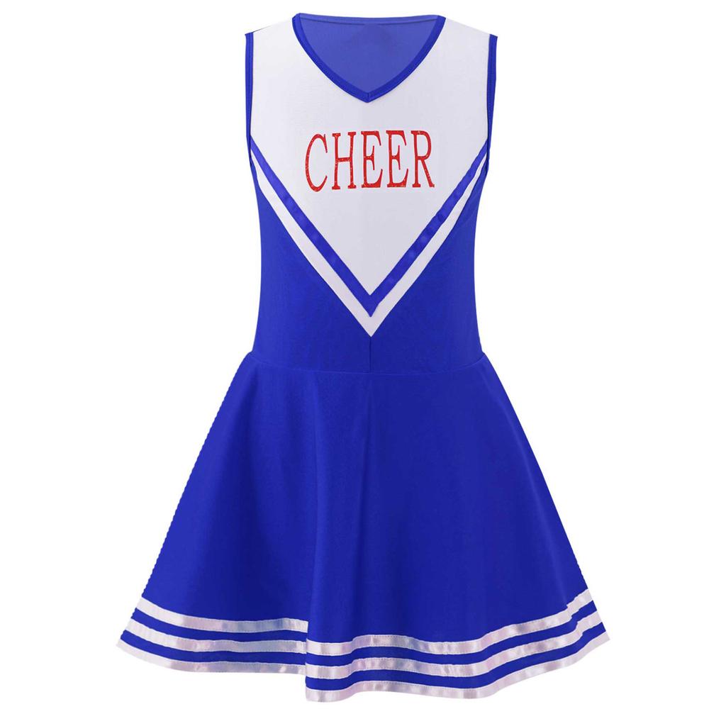 Kids Girls Cheerleading Costume School Performance Cosplay Party Clothing Sleeveless Letter Print Dress