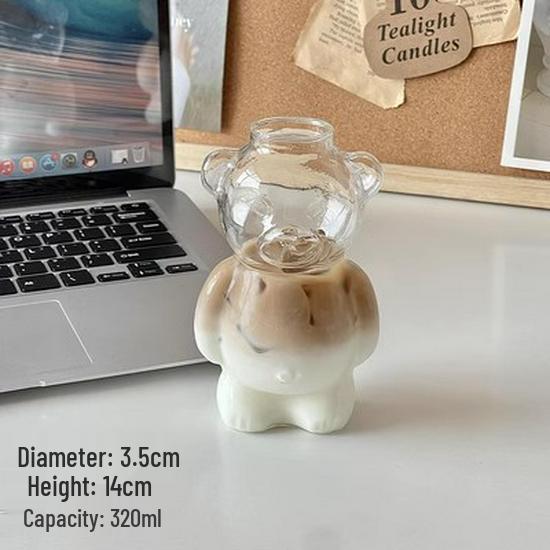 Adorable Bear Design Heat-Resistant Glass Cup for Coffee, Milk, Tea, or Juice