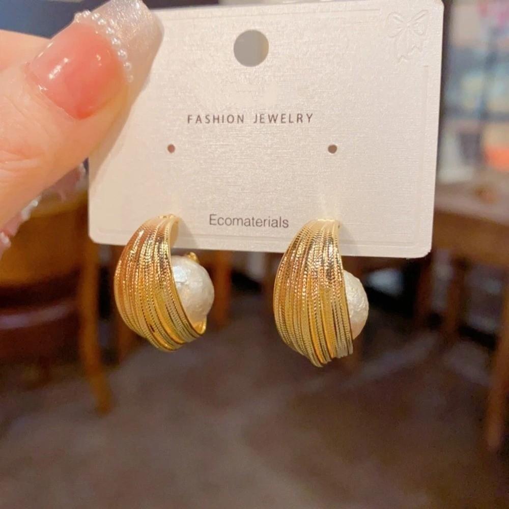 Vintage Geometric Bead Earrings Striped Oval Stud Earrings Trendy Hoop Earrings Festival Gifts