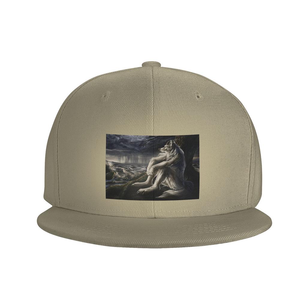 Emo White Wolf Sitting Sad Meme Baseball Caps Snapback Fashion Baseball Hats Casual Casquette Outdoor for Unisexs And Womens