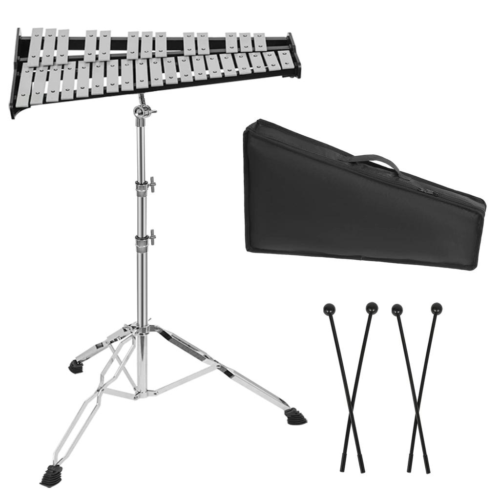 BQKOZFIN 32 Sound Glockenspiel Orff Musical Instrument Tabletop Glockenspiel 4 Mallets Stand with Storage Case for School Adjustable Height