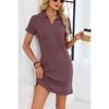 Spring Summer New Women's Solid Color Lapel Loose Short Sleeve T-shirt Dress For Amazon Europe America Cross-border Trade