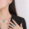 Jewelry Copper Bottom Gold Plated Jewelry Set Simulation Paraiba Premium Retro Set 10 * 12-6 * 8