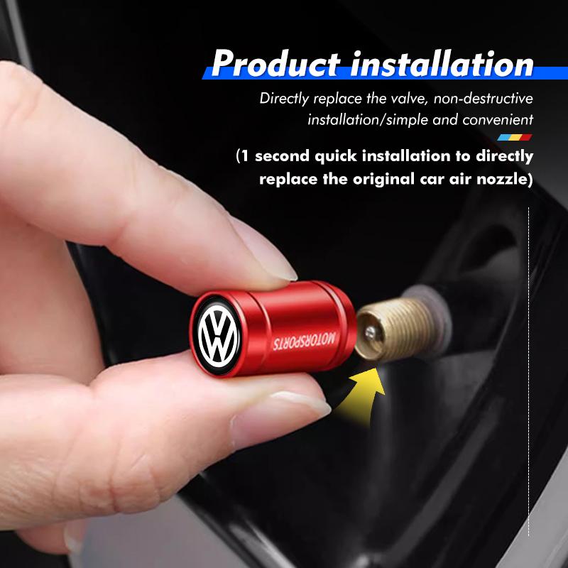 Valve Stems Caps 4pcs Car Wheel Tire Valve Caps Air Stem Covers Auto Parts For Volkswagen VW Scirocco Jetta Beetle Golf 4 5 6 Pa zr2