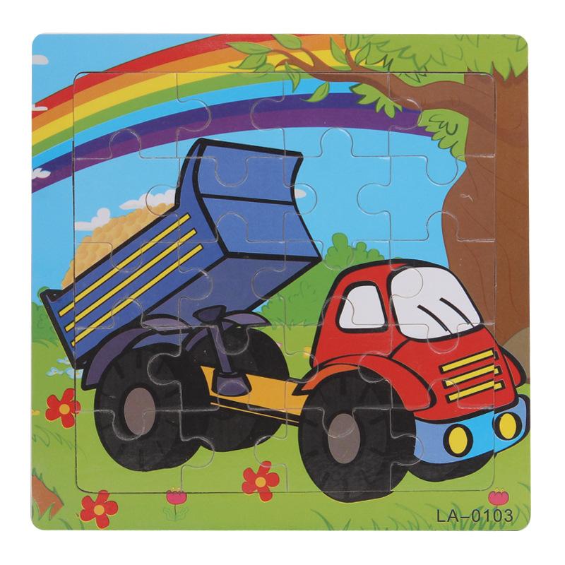 20pcs Wooden Animal PuzzleEducational Learning Toys Kids Cartoon Animals Vehicle Wood Jigsaw Puzzle for Children