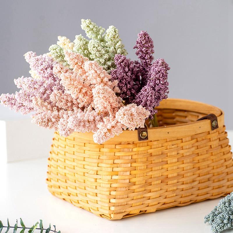 12 STÜCKE Multi Farbige Simulierte Getreideähren Ländliche Dekoration Ornamente Vase Gefälschte Blumen Hochzeitsstrauß Simulierte Blume Vase Dekor