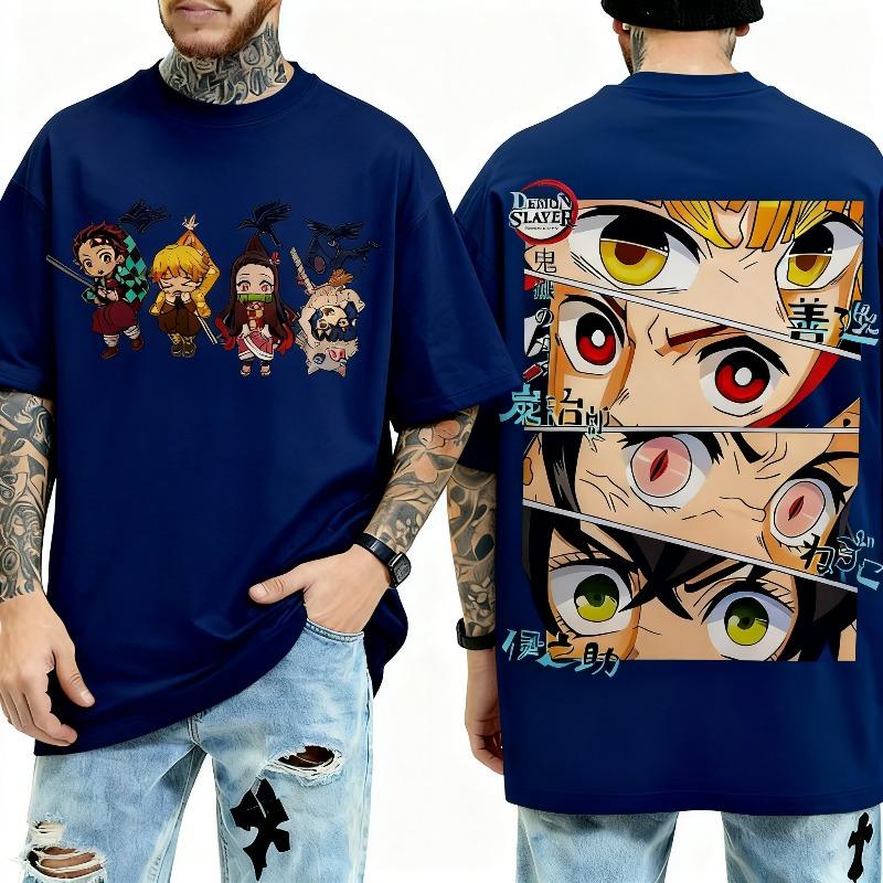 Demon Slayer Anime Printed Super Large Mens SpringSummer New Product Casual Fashion Unisex Tshirt