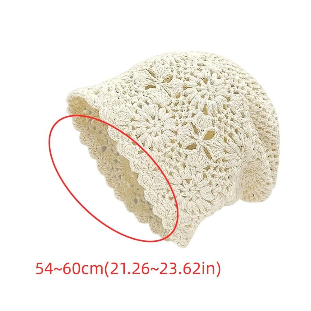Bohemian Style Crochet Flower Knitted Hat Thin Korean Hollowed Out Beanie Cap Handmade Apparel Accessories Knit Cap Girls
