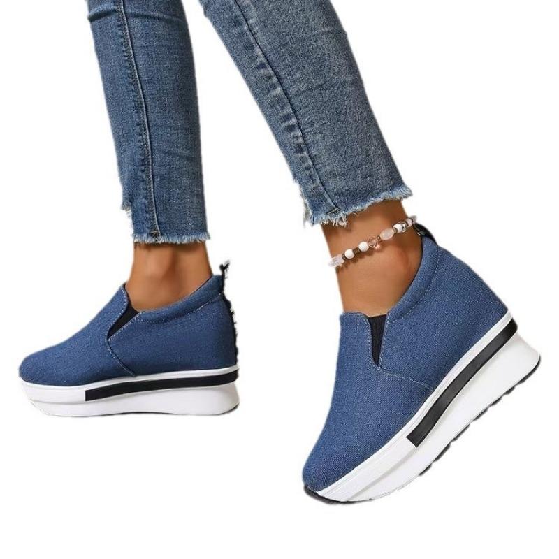 Large Size Canvas Shoes Women's Inner Height Increase Spring and Autumn New Casual Single Shoes Foot Muffin Sole Women's Shoes