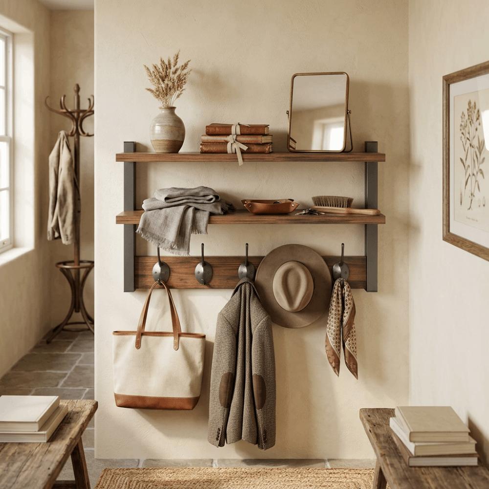 Decorative Display Shelf Wall-Mounted Floating Storage Shelf Entryway Key Holder  Entryway