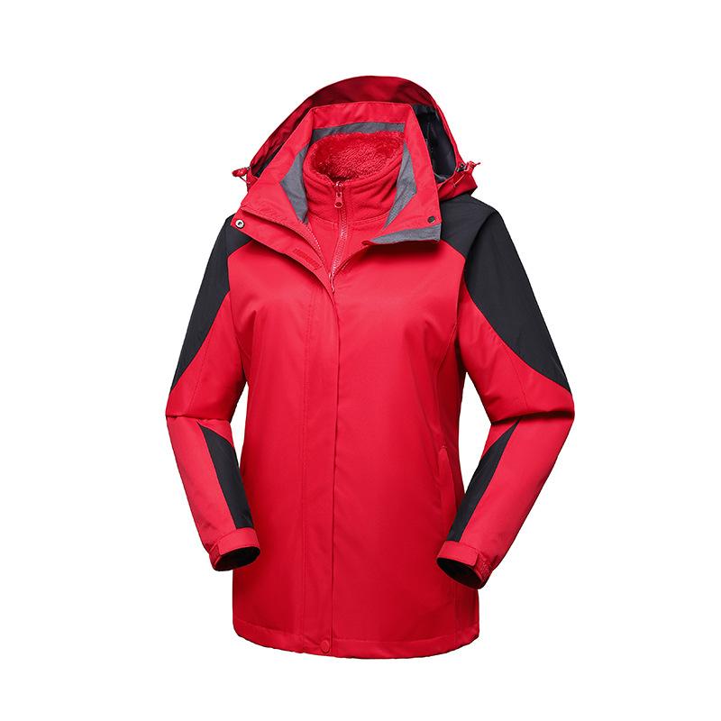 Autumn and Winter Outdoor Jacket Coral Velvet Liner Thickened Warm Three-in-one Mountaineering Jacket Waterproof Jacket for Women