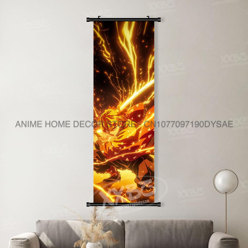 Anime demonenmoordenaar: Kimetsu No Yaiba Woondecoratie Muurkunst Hangend Schilderen Canvasprint Posters Kamado Tanjirou Poster (as the picture,40x120cm(16x48inch))