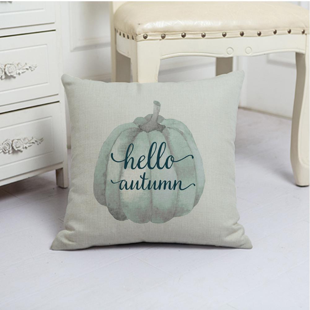 White Pumpkin Thanksgiving Garland Flax Pillow Case European and American Fashion Home