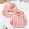 Felpa con zip e cappuccio carina con grafica di Capibara Gatto Bubble Tea Manica lunga larga Giacca con cappuccio Bellissimo capo esterno quotidiano per ragazzi e ragazze