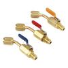 6PCS Refrigerant Angled Compact Ball Valve Fit for R410A R134A R12 R22 R502 AC HVAC Refrigeration Charging Hoses