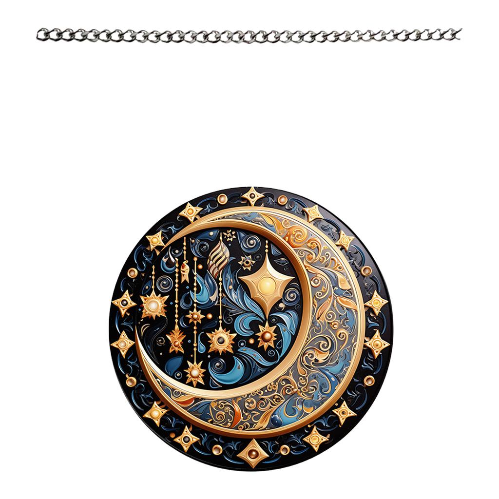 Vintage Acrylics Hanging Pendant with Metal Chain Moon Festival Decoration Easy to Install for Indoor and Outdoor Use