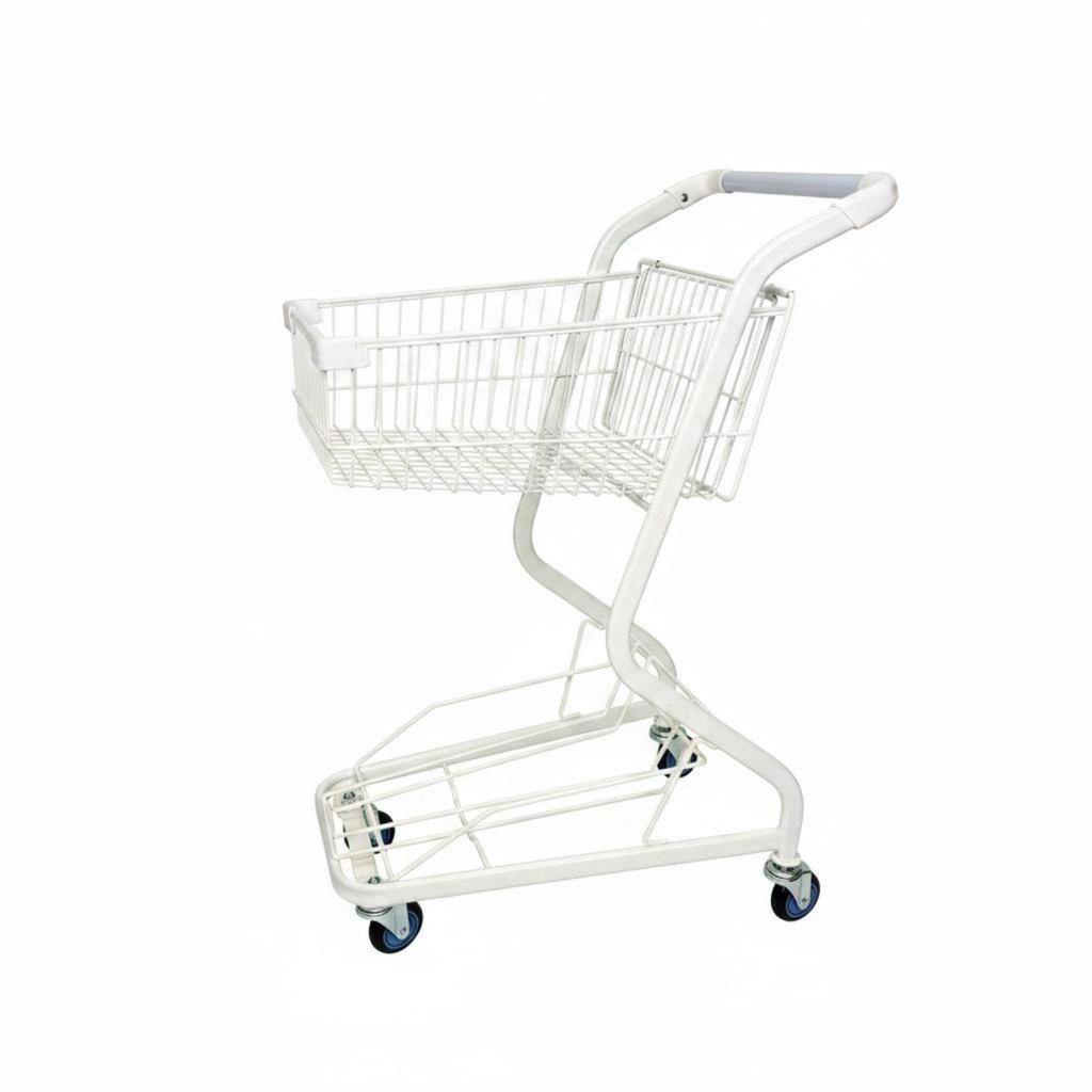TwoTier Shopping Cart PU Wheels Metal Trolley Heavy Duty Convenience Store for