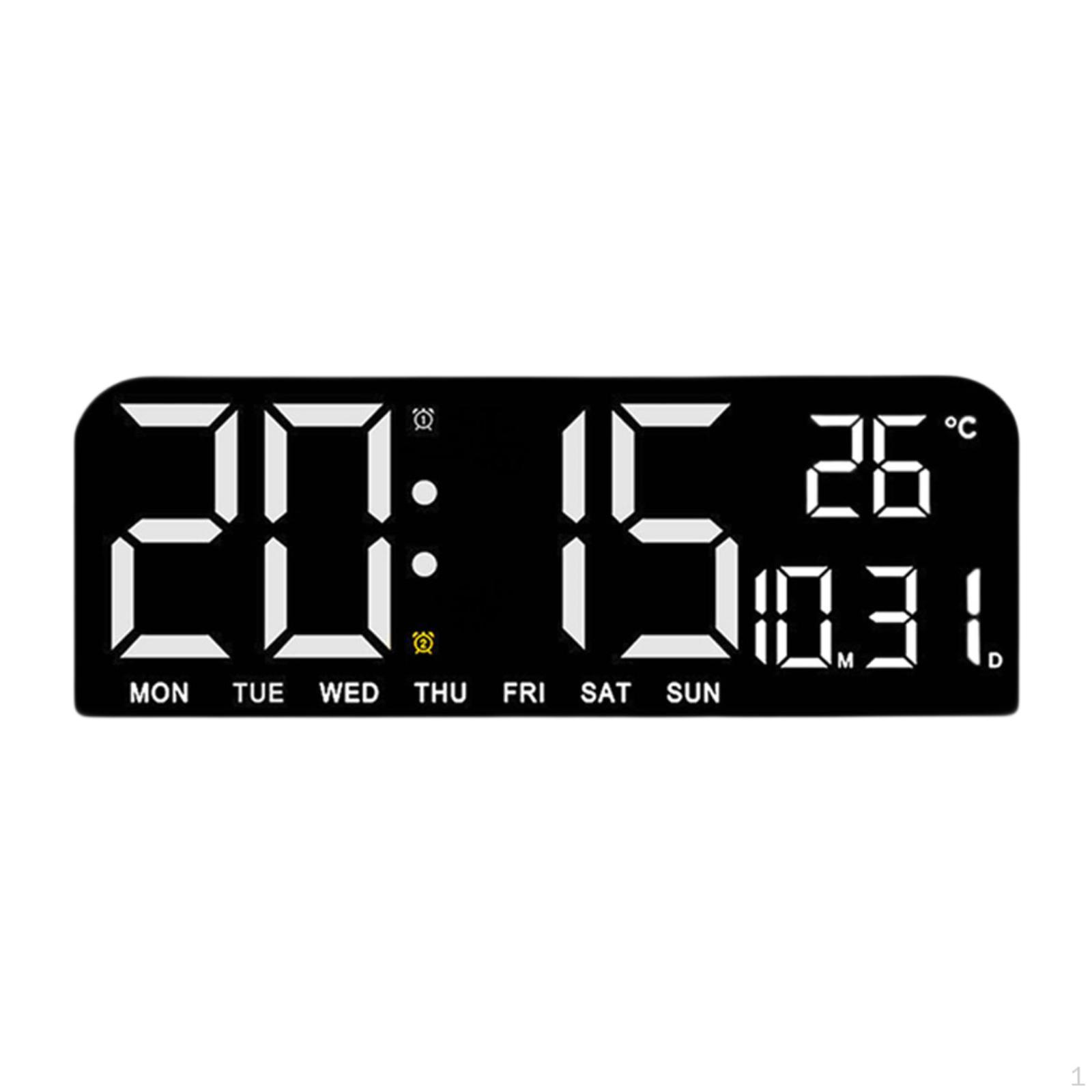 

Big LED Large Digital Clock with Date Week Temperature Modern Display Loud Alarm for Shop белый