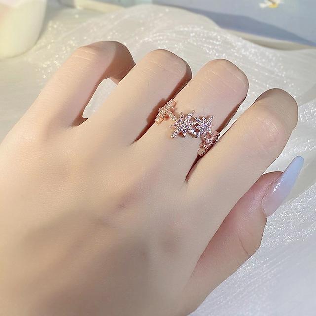 

Новый стиль, креативное кольцо, женское блестящее кольцо с цирконием, рисовым словом, звездой, 925, модные вечерние, свадебные украшения, подарок 8 розовый
