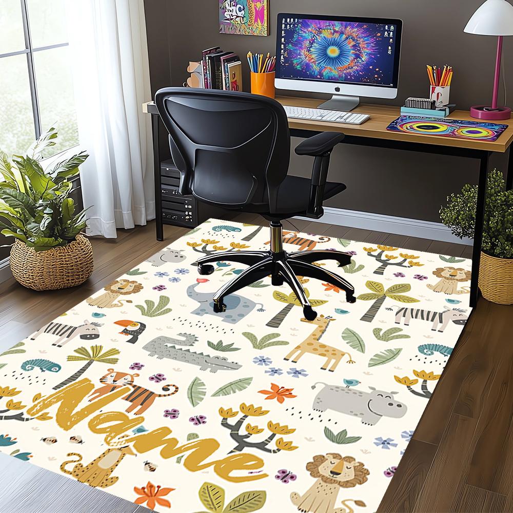 Custom Name Animals Printed Carpet,Rug for Office Chair Living Room Bedroom Kitchen Room Decor Gifts.