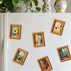 Artistic Wall Decor for Metal Cabinets Cute Cat Magnetic Fridge Magnet, Vintage Wooden Picture Frame, Fun Flexible Frames Desk Scene Cabinets,
