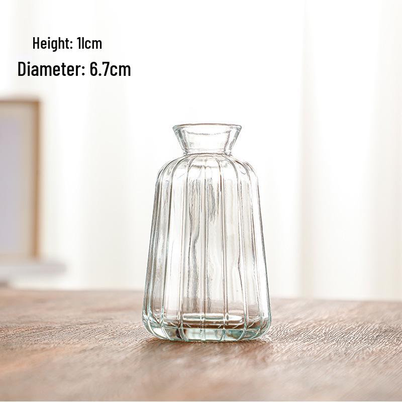 Retro Embossed Transparent Glass Vase: French-Inspired Luxury Home Decor for Living Room