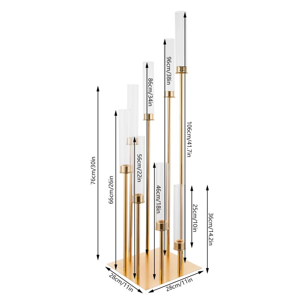 8 Arm Candle Holder, Candle Holder with Windshields, Candle Holder for Wedding Decoration