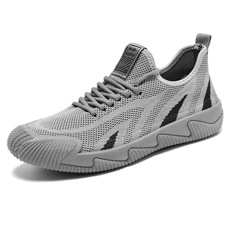 Frühling neue Herrenschuhe elastisch fly-woven atmungsaktiv schwarz Mesh Freizeitsportschuhe leicht ein-Pedal Laufschuhe