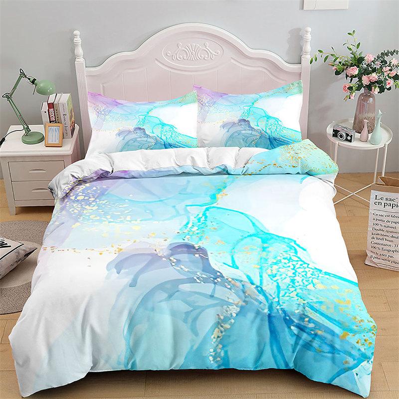 Colorful Marble Duvet Cover Abstract Geometric Bedding Set King Queen For Adults Kids Bedroom Decor Microfiber Comforter Cover