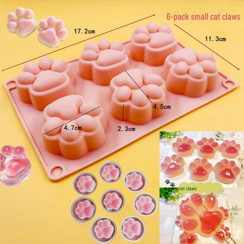 Cartoon Cat Paw Silicone Cake Mold - Food Grade, Creative Mooncake & Jelly Tray