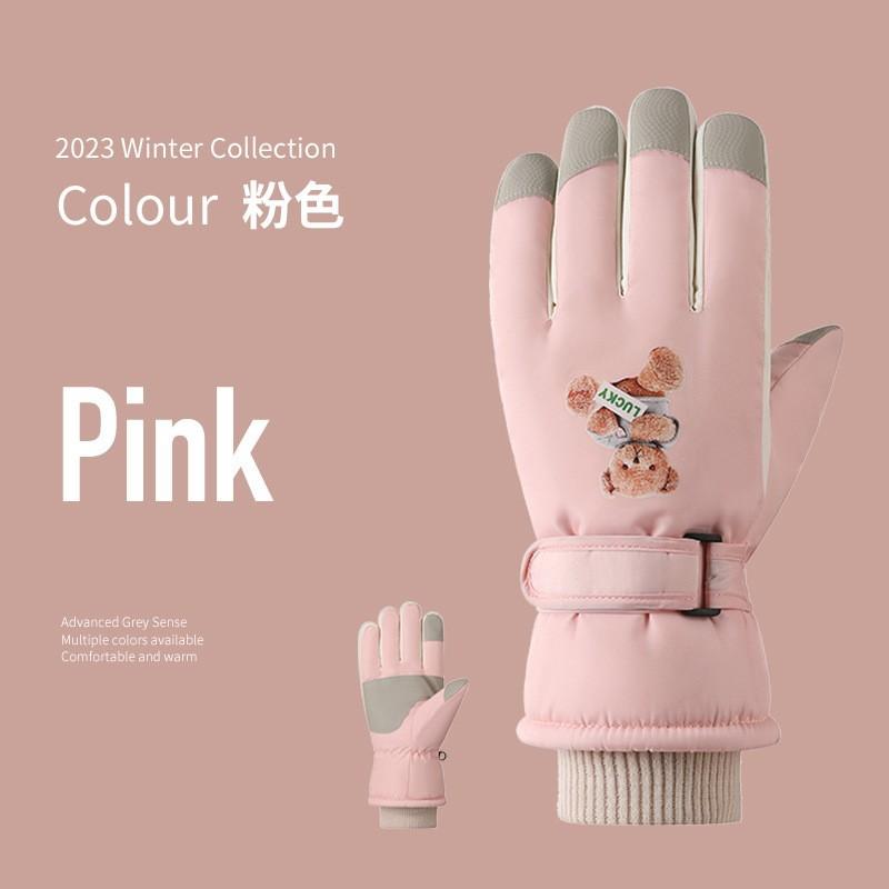Ski Gloves Fleece Men's and Women's Ski Gloves Female Students Outdoor Electric Vehicle Riding Fleece Finger Gloves Men's Winter