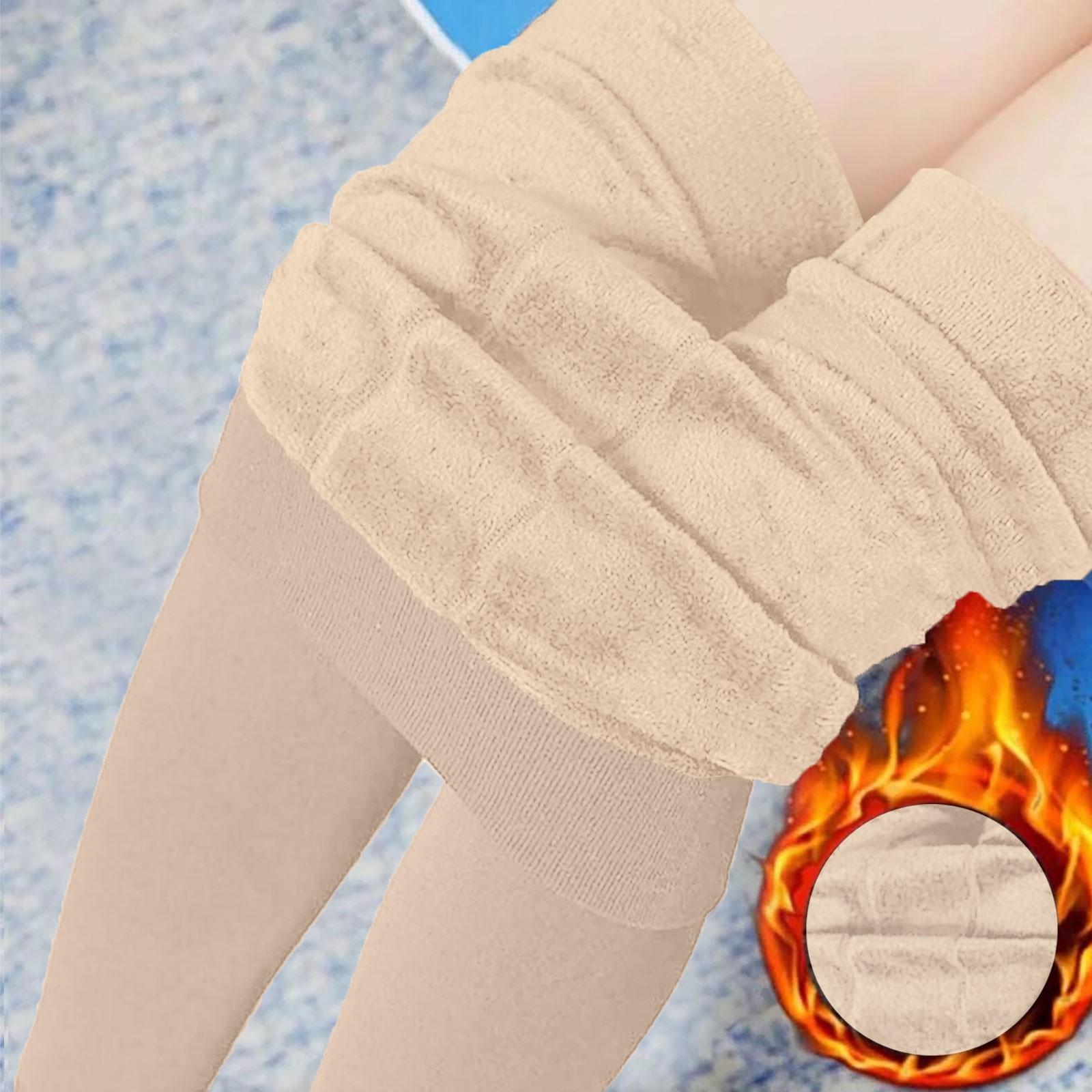 

Женские брюки больших размеров с высокой талией и утепленные флисовые леггинсы One Size бежевый