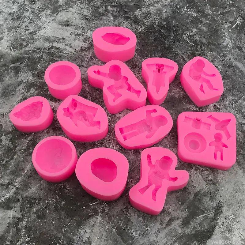 Spacecraft Silicone Mold Space Molds Astronaut Shape Silicone Mould DIY Fondant Tools Cake Decoration Supplies Cartoon Bakeware