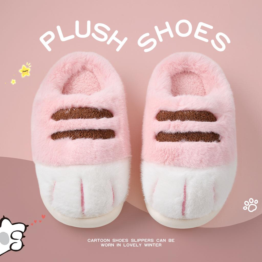Autumn and Winter Cute Cat Claw Cotton Shoes Piled and Thickened Cute Couples Wear Home Indoor Cotton Slippers
