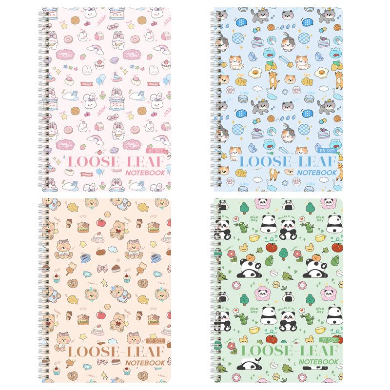 1pc A5 Cartoon Line Coil Notebook Hard Cover Kawaii Korean Stationery School Supplies for Students Back To School
