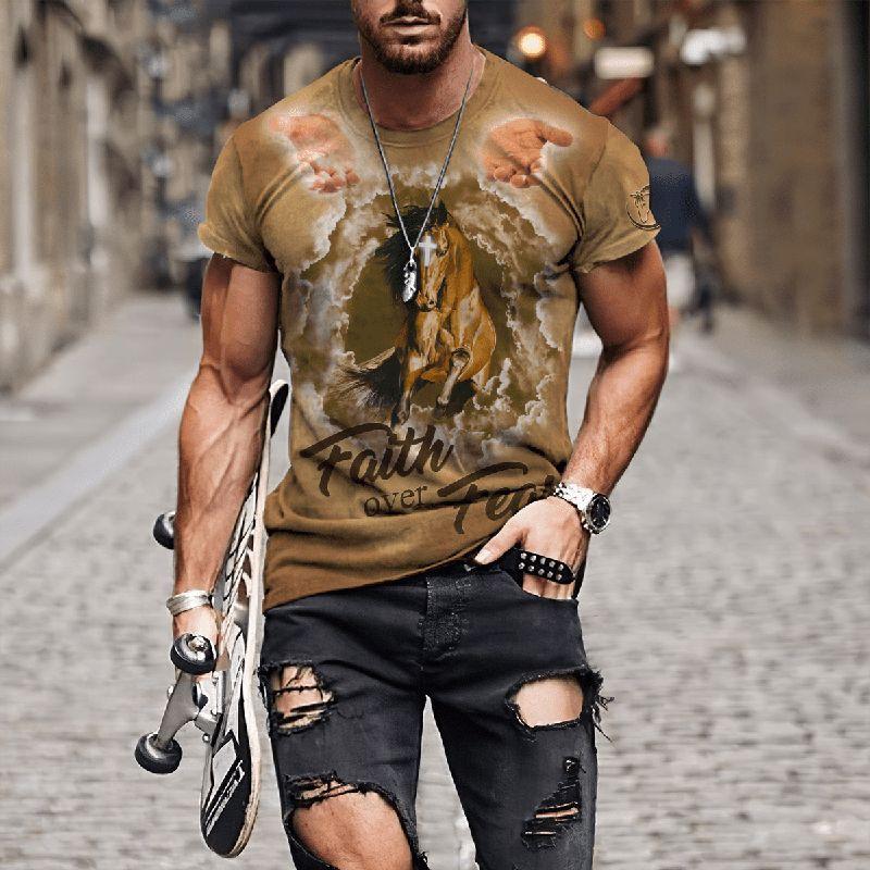 3D Print Horse T-Shirts Unisex Fashion Women's Tee Shirt Large Loose O-Neck T-Shirt Casual Short Sleeve T Shirt Horse Clothes