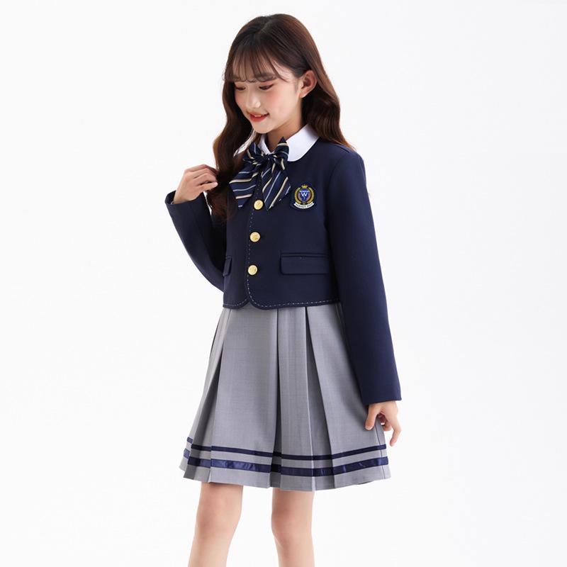 Autumn British Style Kindergarten and Primary School Uniform Skirt Set